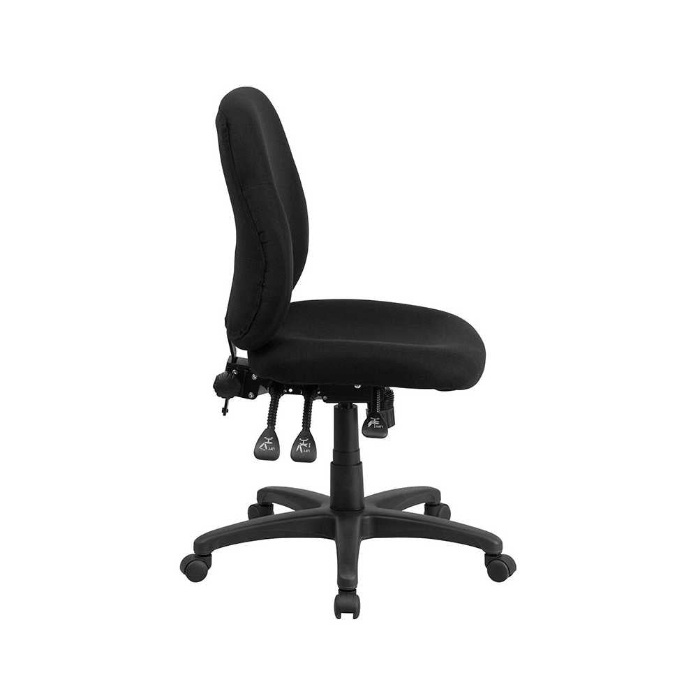 Mid-Back Black Fabric Multifunction Swivel Ergonomic Task Office Chair
