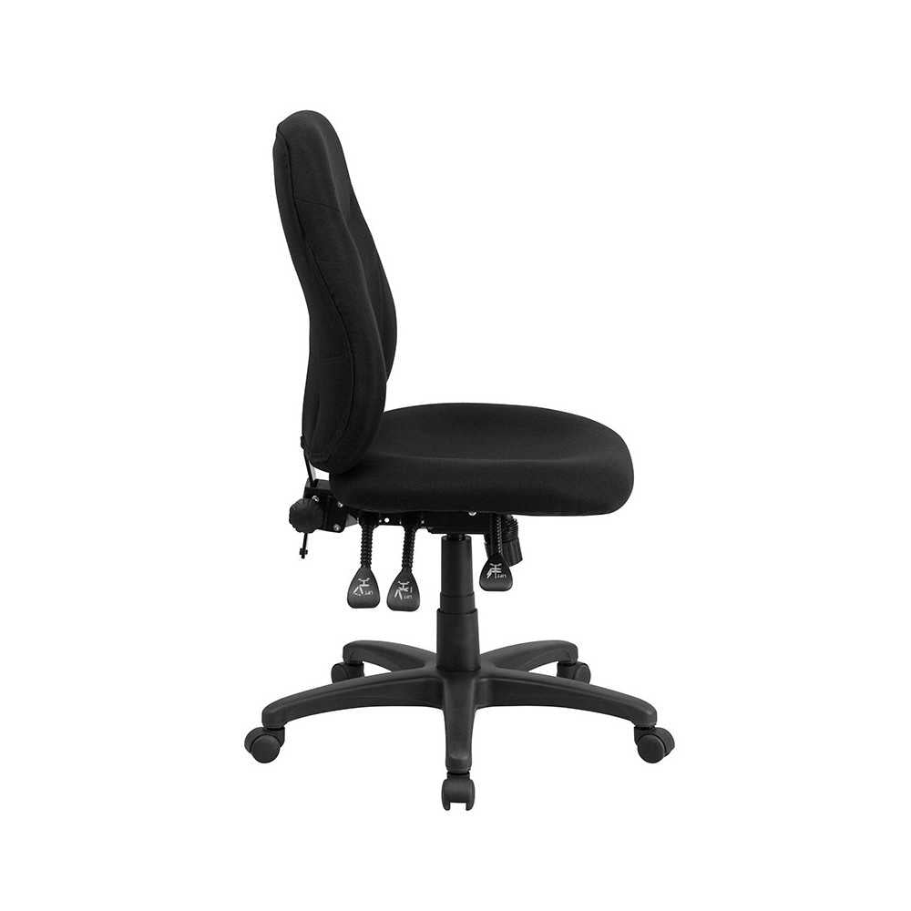 Mid-Back Black Fabric Multifunction Swivel Ergonomic Task Office Chair
