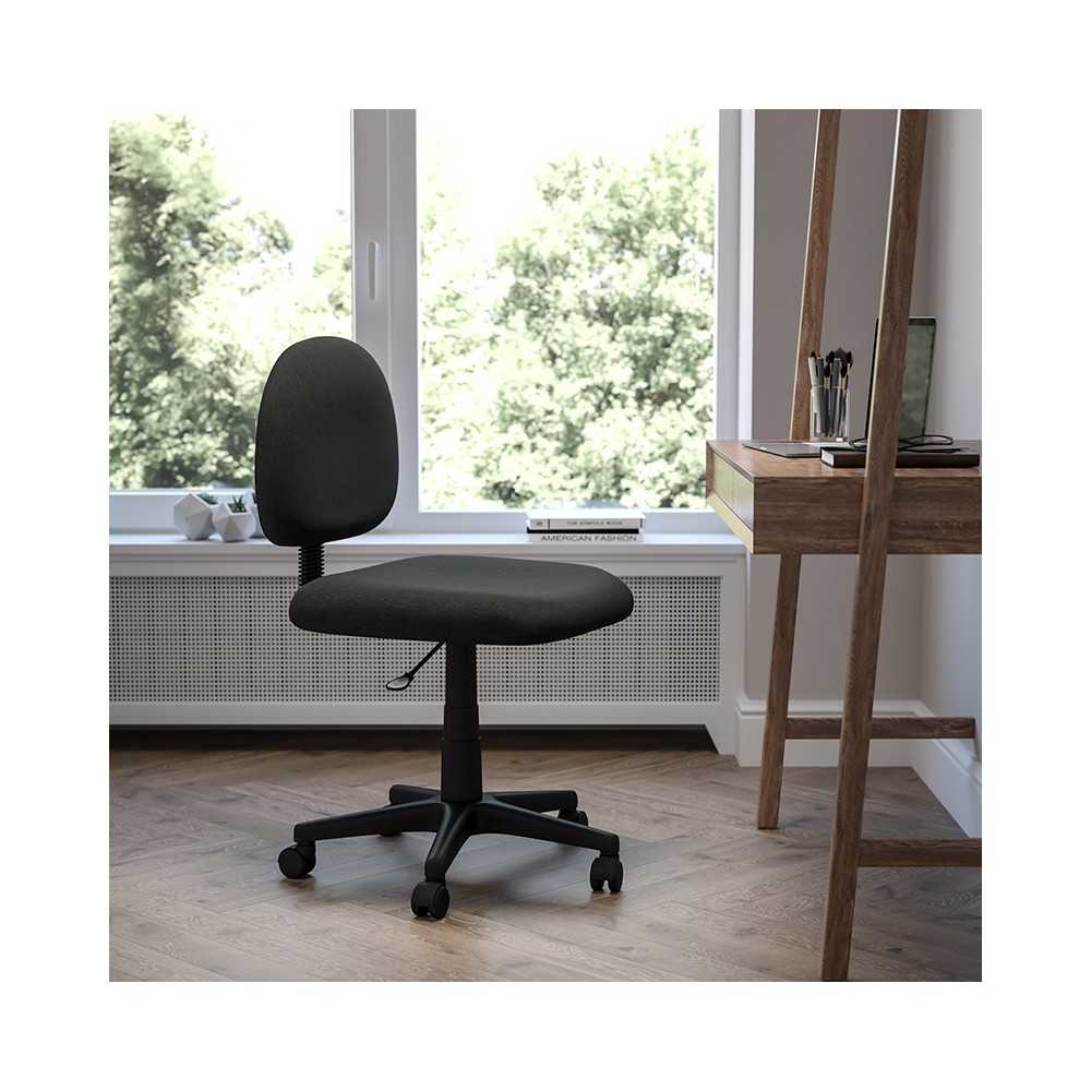 Mid-Back Black Fabric Swivel Task Office Chair