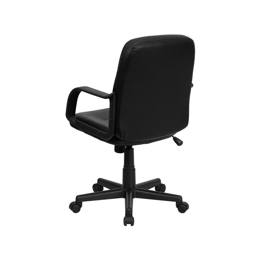 Mid-Back Black Glove Vinyl Executive Swivel Office Chair with Arms
