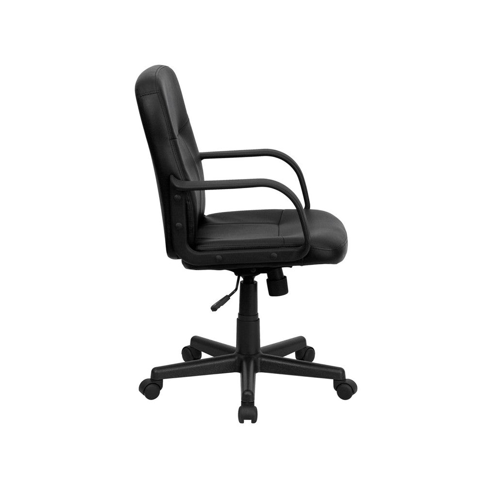 Mid-Back Black Glove Vinyl Executive Swivel Office Chair with Arms
