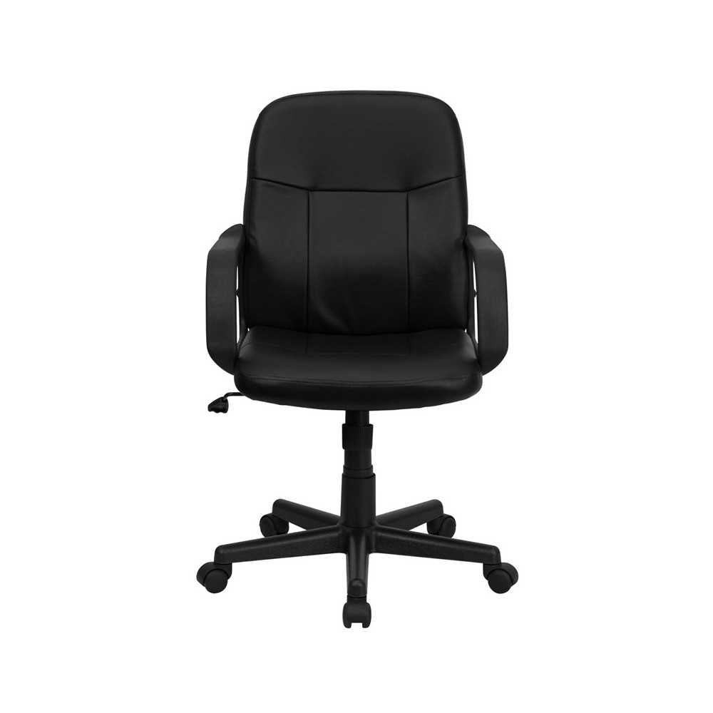 Mid-Back Black Glove Vinyl Executive Swivel Office Chair with Arms