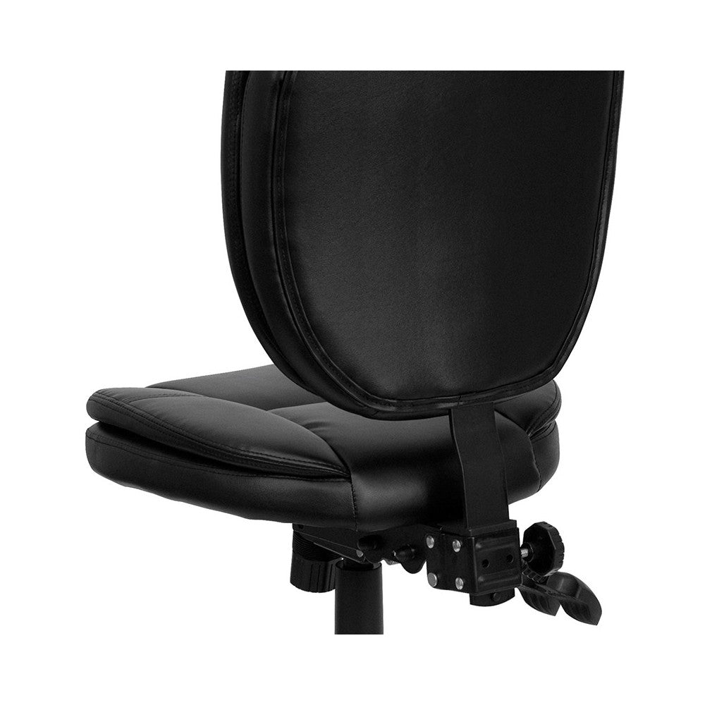 Mid-Back Black LeatherSoft Multifunction Swivel Ergonomic Task Office Chair with Pillow Top Cushioning