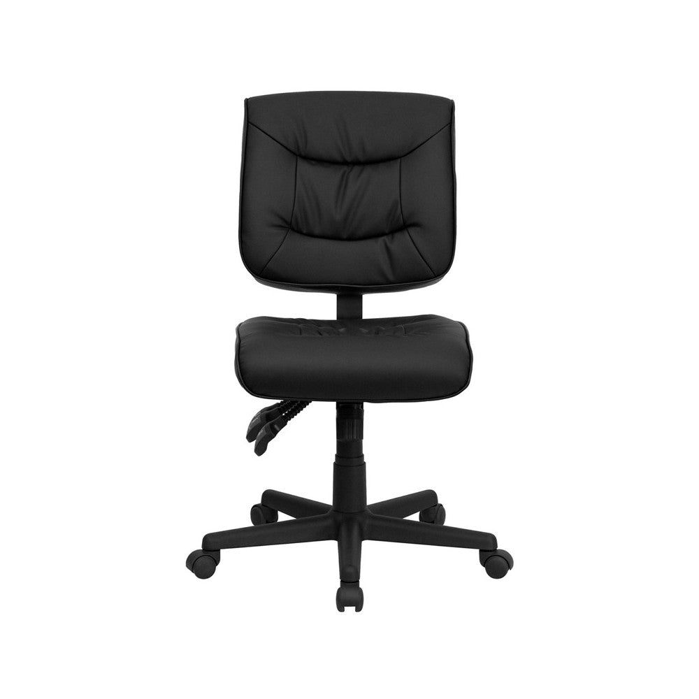 Mid-Back Black LeatherSoft Multifunction Swivel Ergonomic Task Office Chair