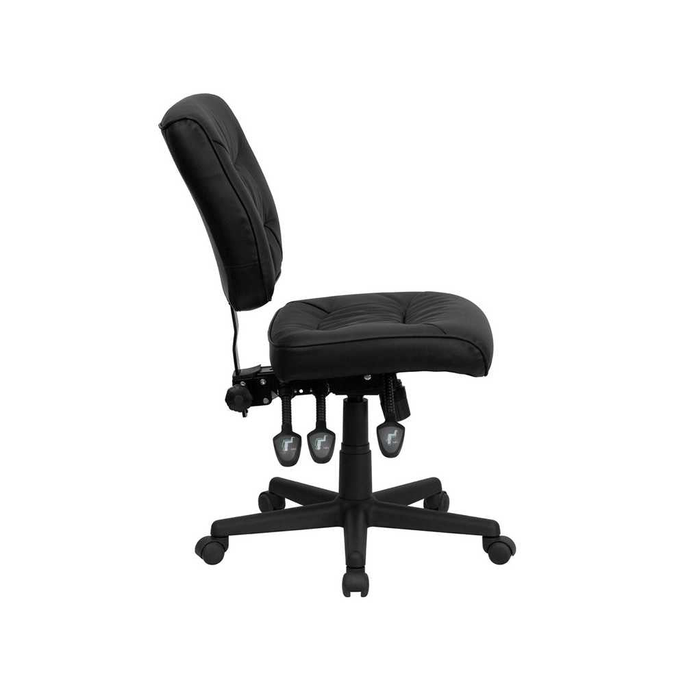 Mid-Back Black LeatherSoft Multifunction Swivel Ergonomic Task Office Chair