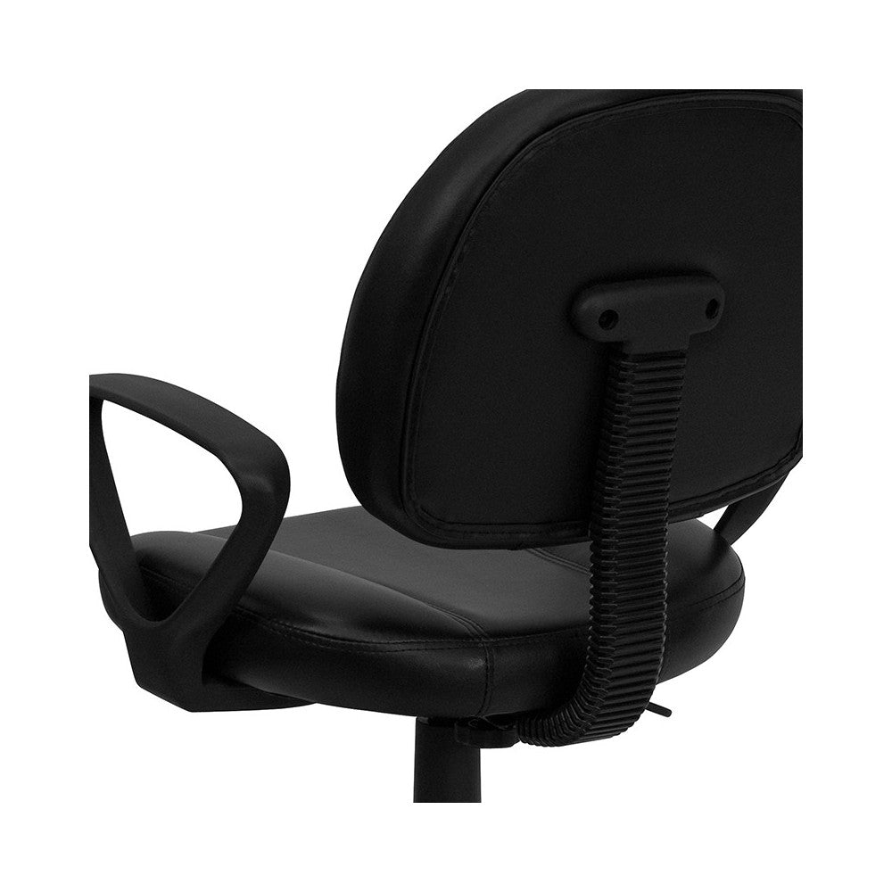 Mid-Back Black LeatherSoft Swivel Ergonomic Task Office Chair with Back Depth Adjustment and Arms