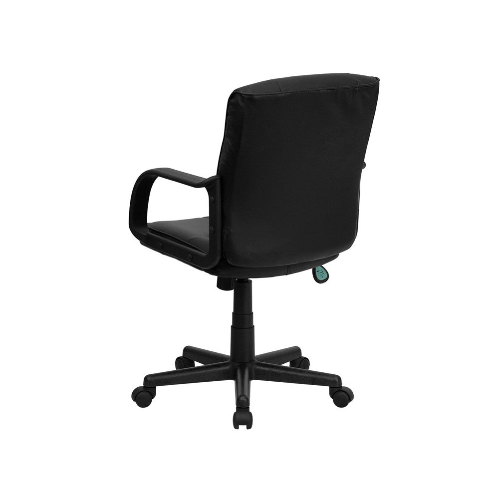 Mid-Back Black LeatherSoft Swivel Task Office Chair with Arms