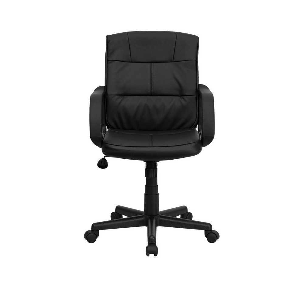 Mid-Back Black LeatherSoft Swivel Task Office Chair with Arms
