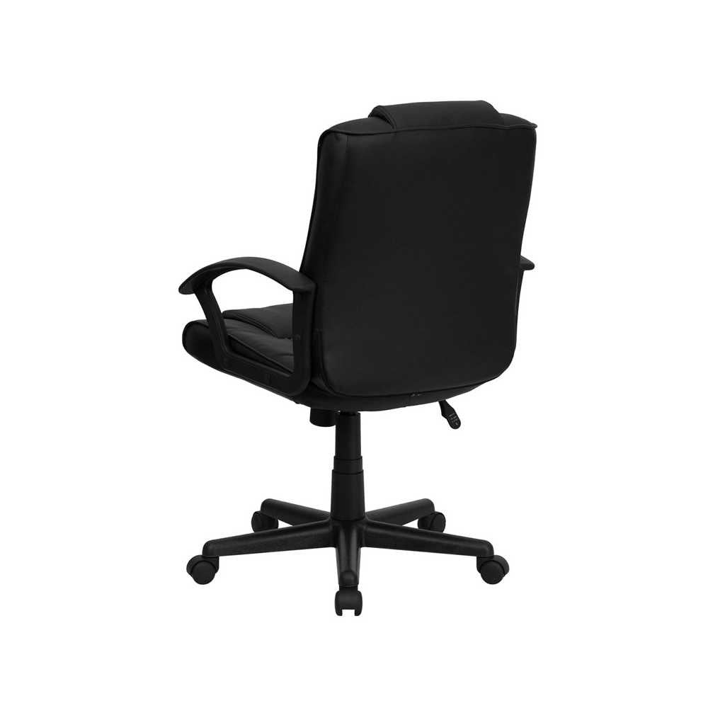 Mid-Back Black LeatherSoft Swivel Task Office Chair with Arms