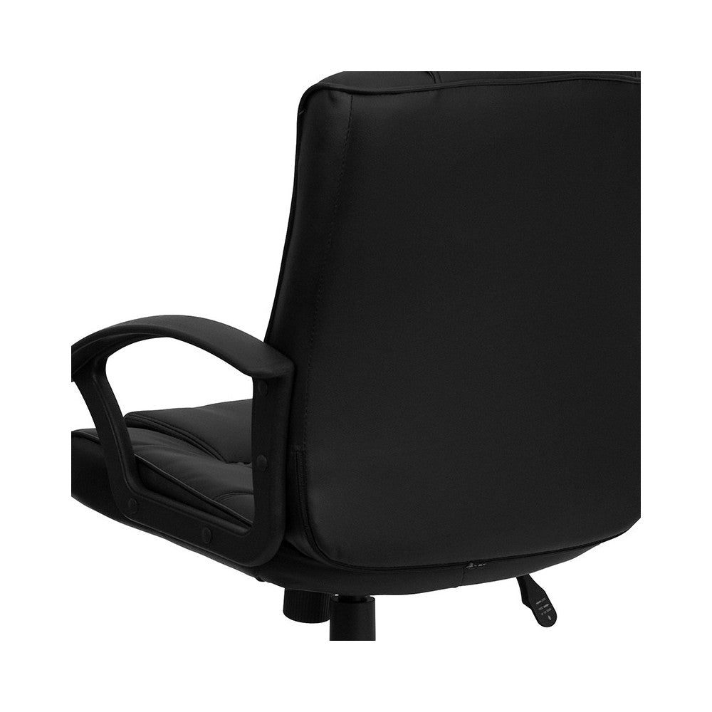 Mid-Back Black LeatherSoft Swivel Task Office Chair with Arms