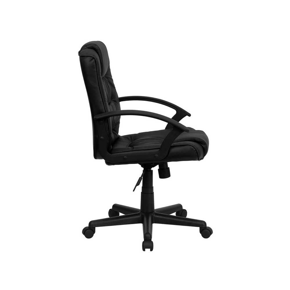Mid-Back Black LeatherSoft Swivel Task Office Chair with Arms