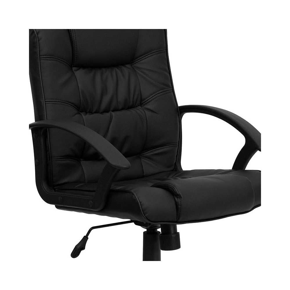 Mid-Back Black LeatherSoft Swivel Task Office Chair with Arms