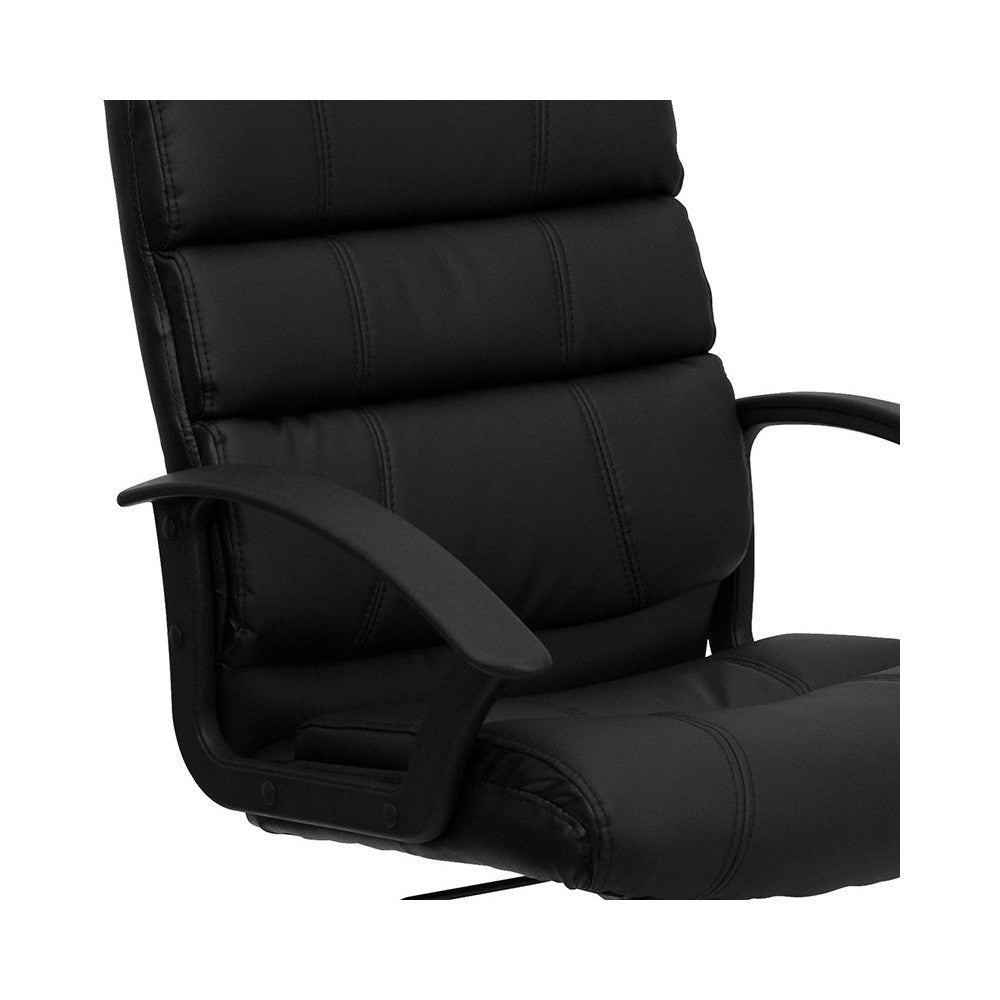 Mid-Back Black LeatherSoft Swivel Task Office Chair with Arms