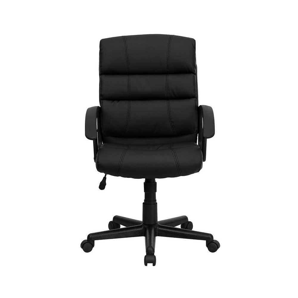 Mid-Back Black LeatherSoft Swivel Task Office Chair with Arms