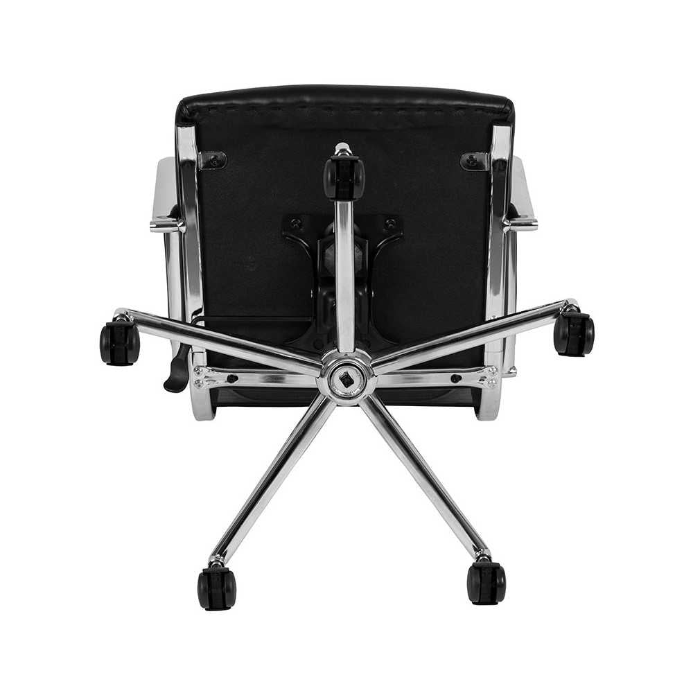 Mid-Back Black Mesh Contemporary Executive Swivel Office Chair with LeatherSoft Seat