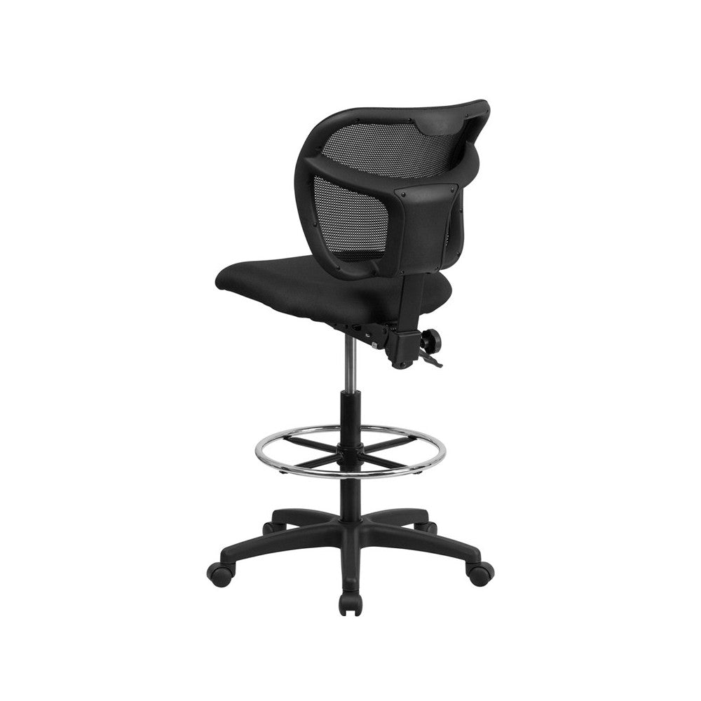 Mid-Back Black Mesh Drafting Chair with Back Height Adjustment