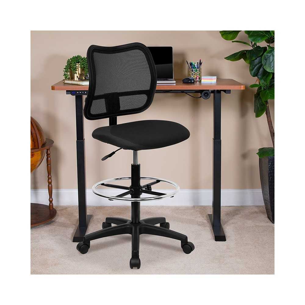 Mid-Back Black Mesh Drafting Chair