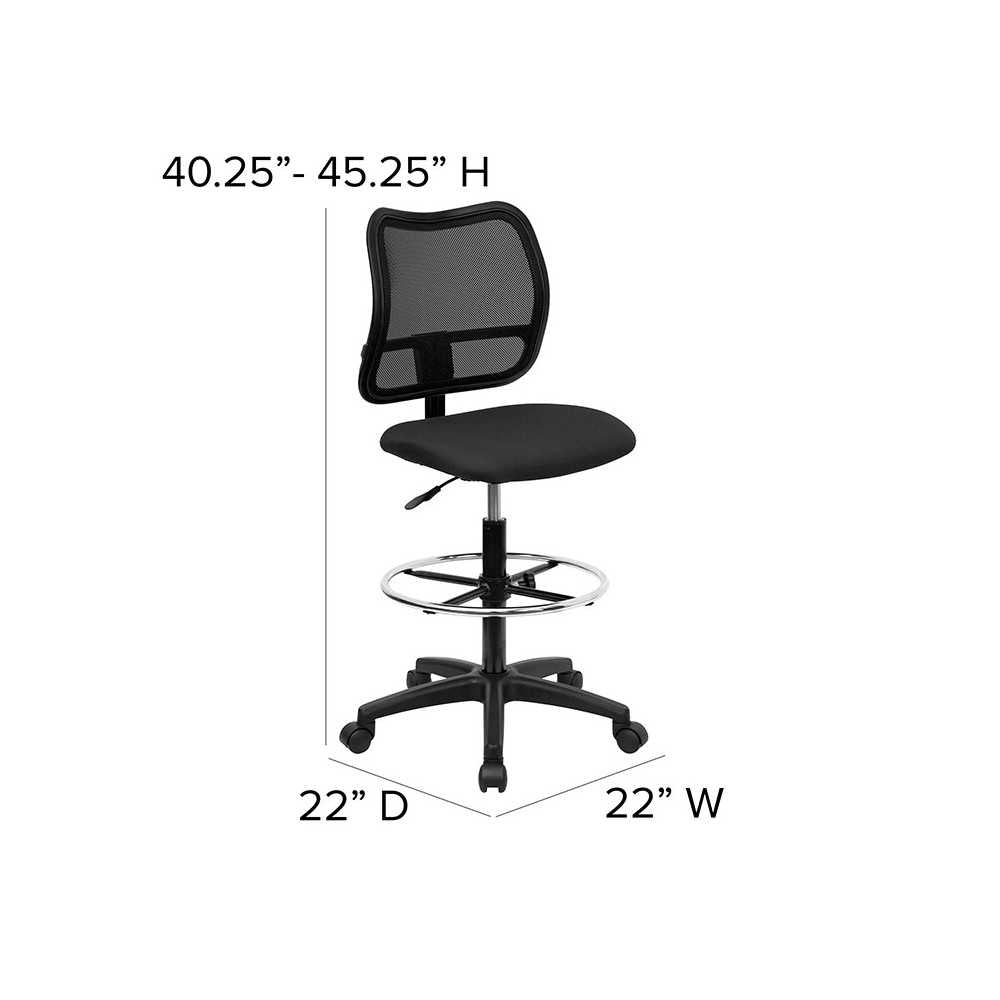 Mid-Back Black Mesh Drafting Chair