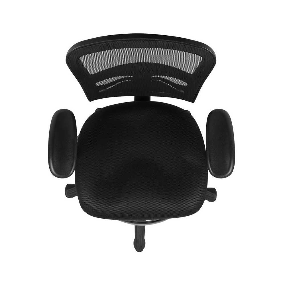 Mid-Back Black Mesh Ergonomic Drafting Chair with Adjustable Chrome Foot Ring, Adjustable Arms and Black Frame