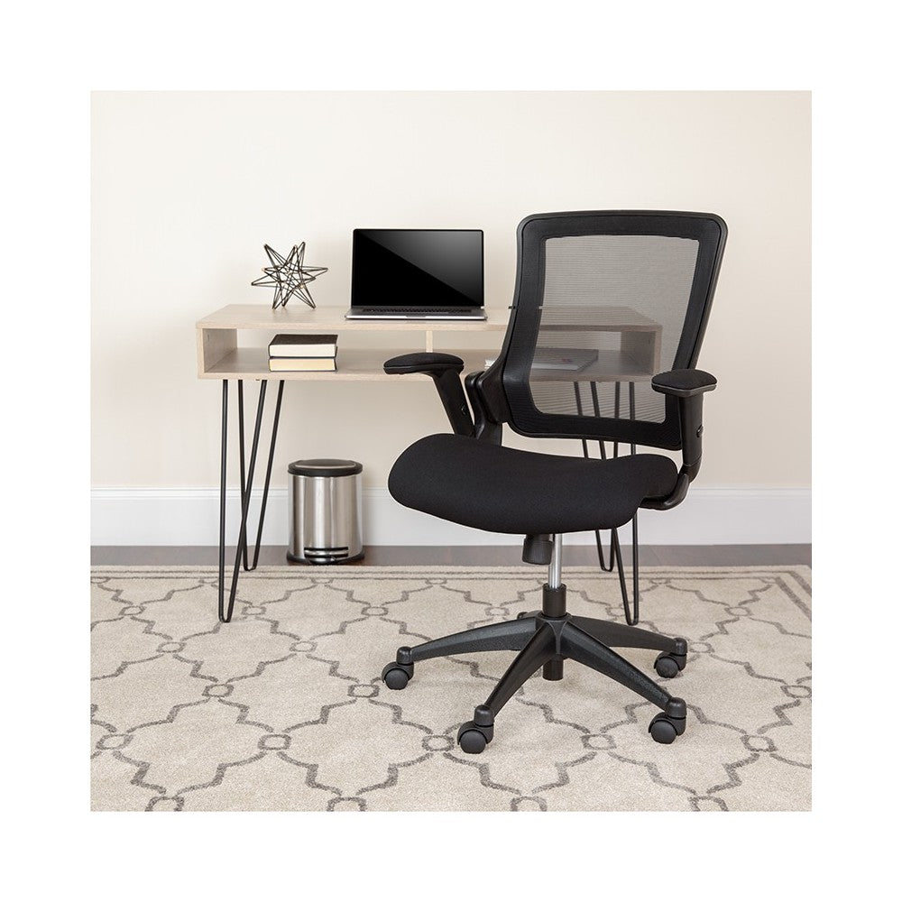 Mid-Back Black Mesh Executive Swivel Office Chair with Molded Foam Seat and Adjustable Arms