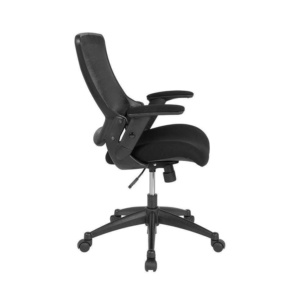 Mid-Back Black Mesh Executive Swivel Office Chair with Molded Foam Seat and Adjustable Arms