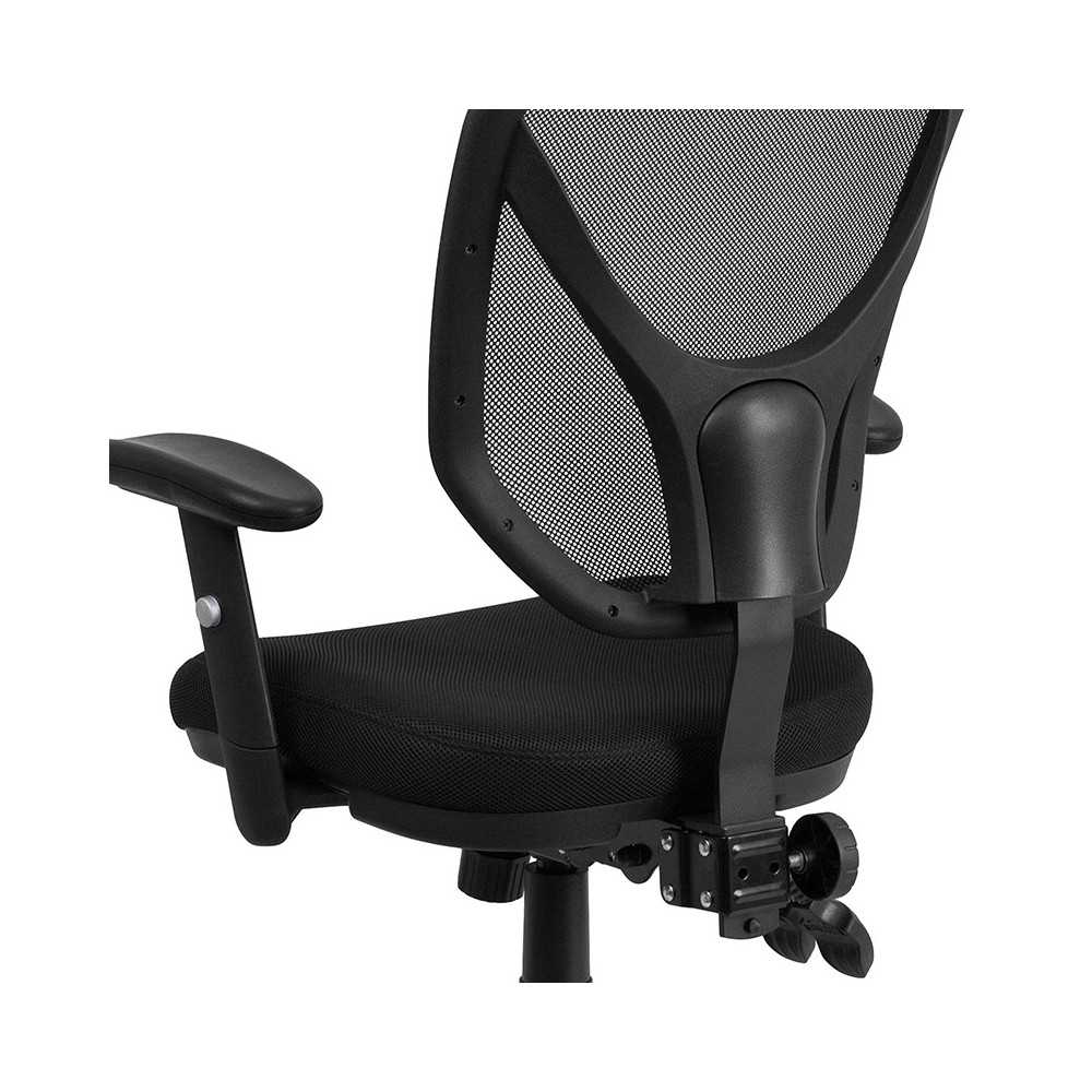 Mid-Back Black Mesh Multifunction Swivel Ergonomic Task Office Chair with Adjustable Arms