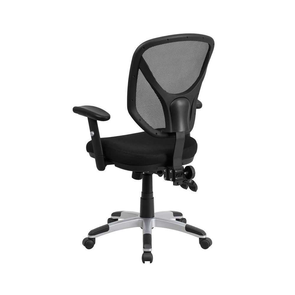 Mid-Back Black Mesh Multifunction Swivel Ergonomic Task Office Chair with Adjustable Arms