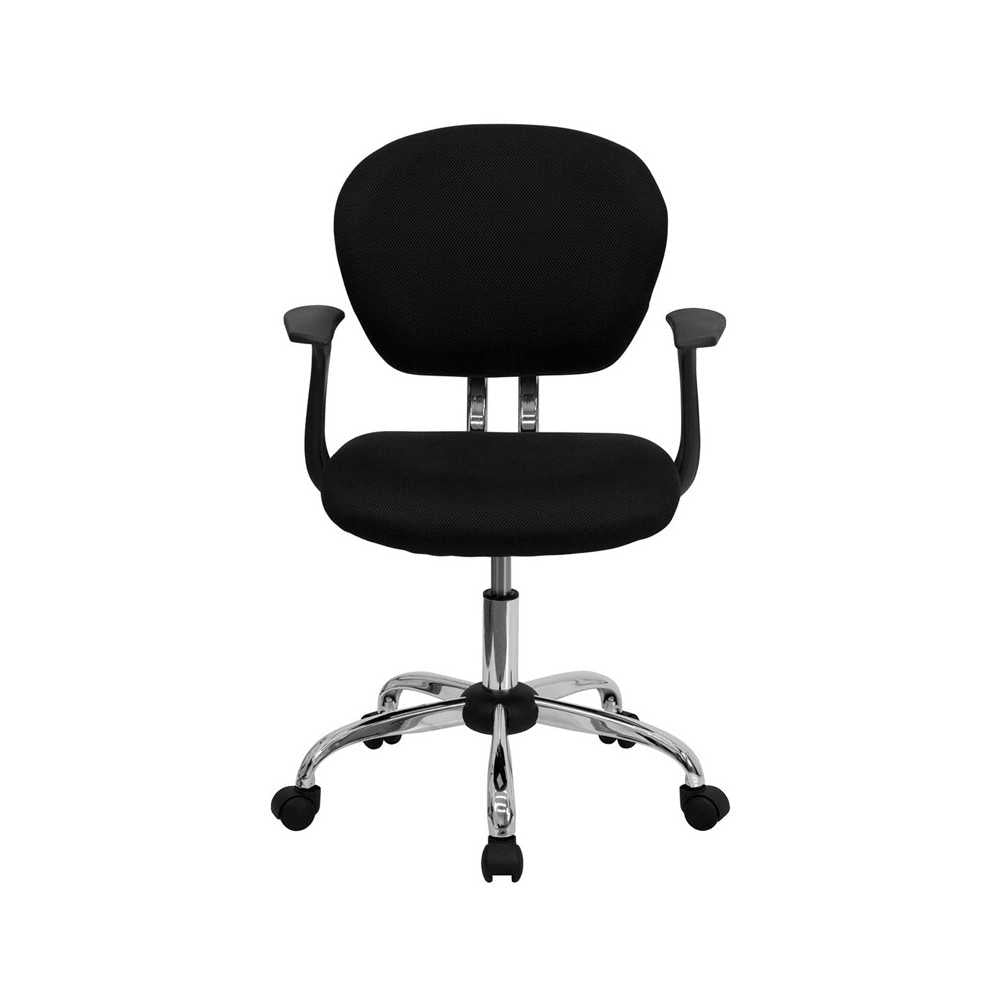 Mid-Back Black Mesh Padded Swivel Task Office Chair with Chrome Base and Arms