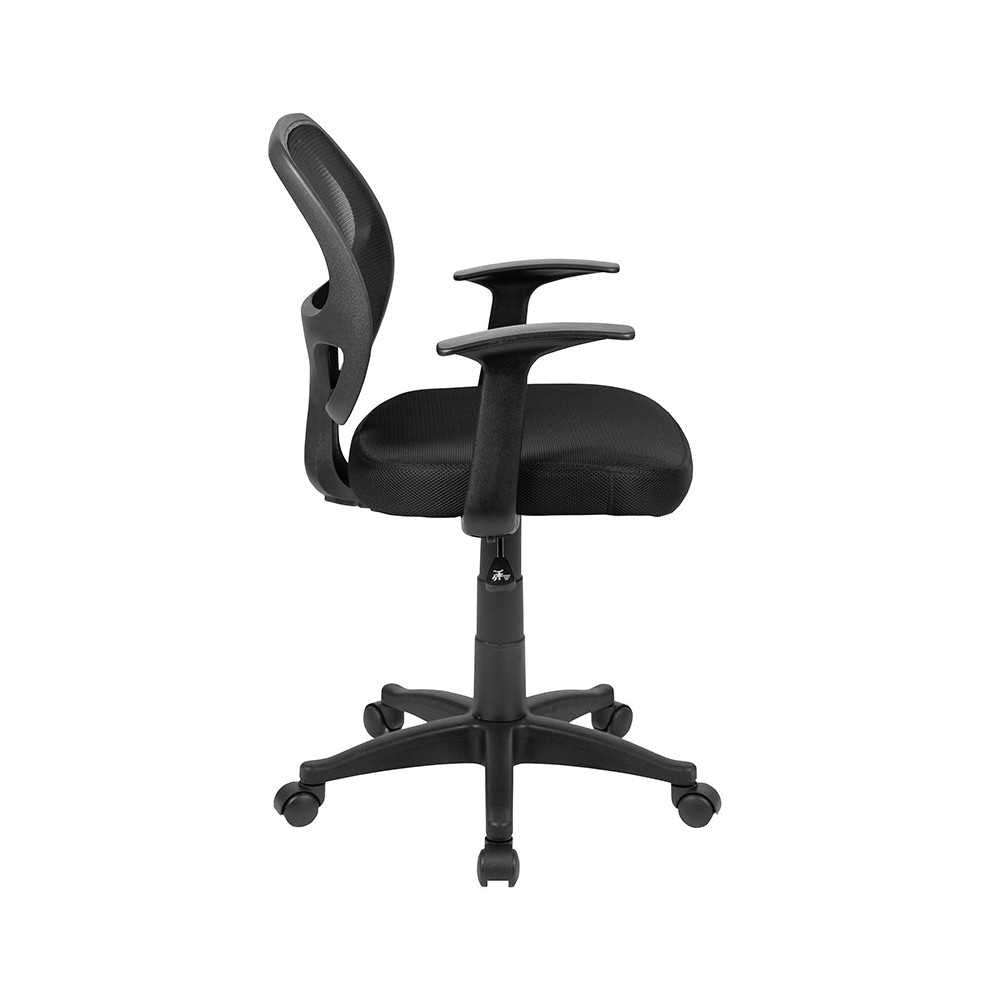 Mid-Back Black Mesh Swivel Ergonomic Task Office Chair with T-Arms - Desk Chair, BIFMA Certified