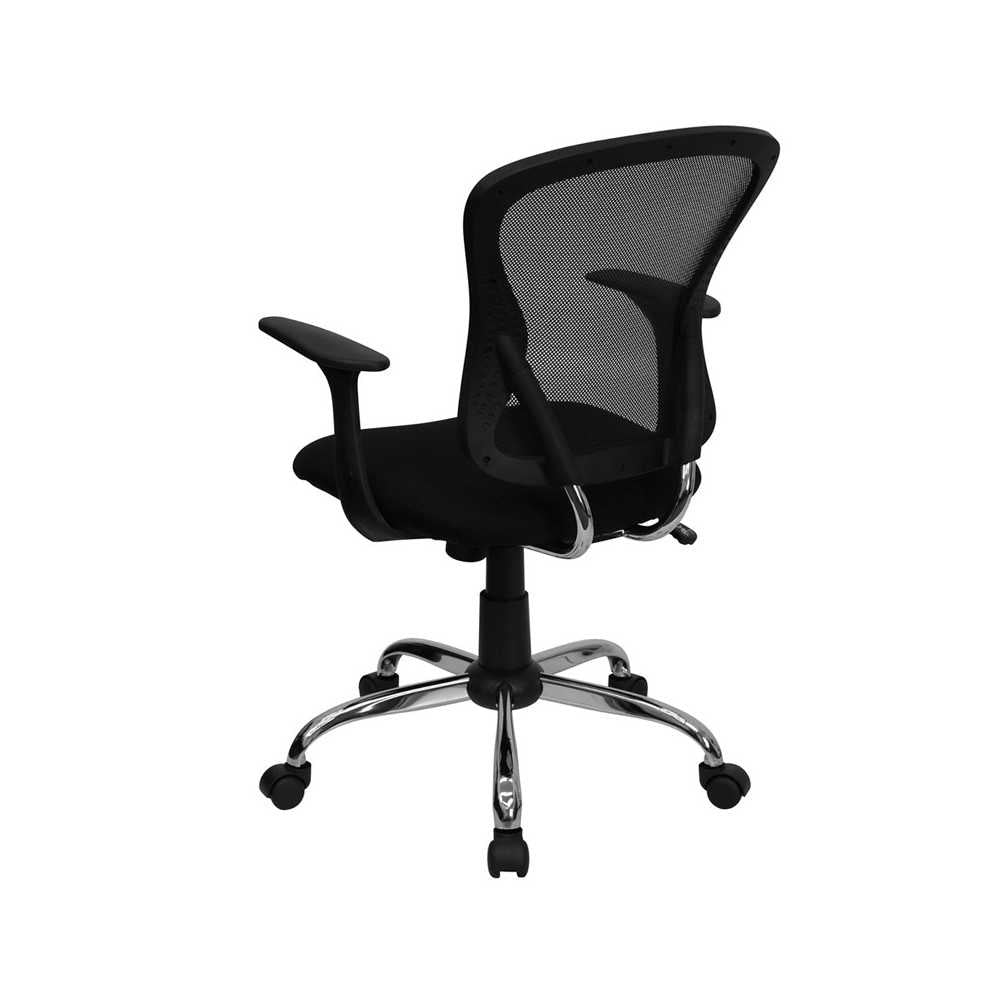 Mid-Back Black Mesh Swivel Task Office Chair with Chrome Base and Arms