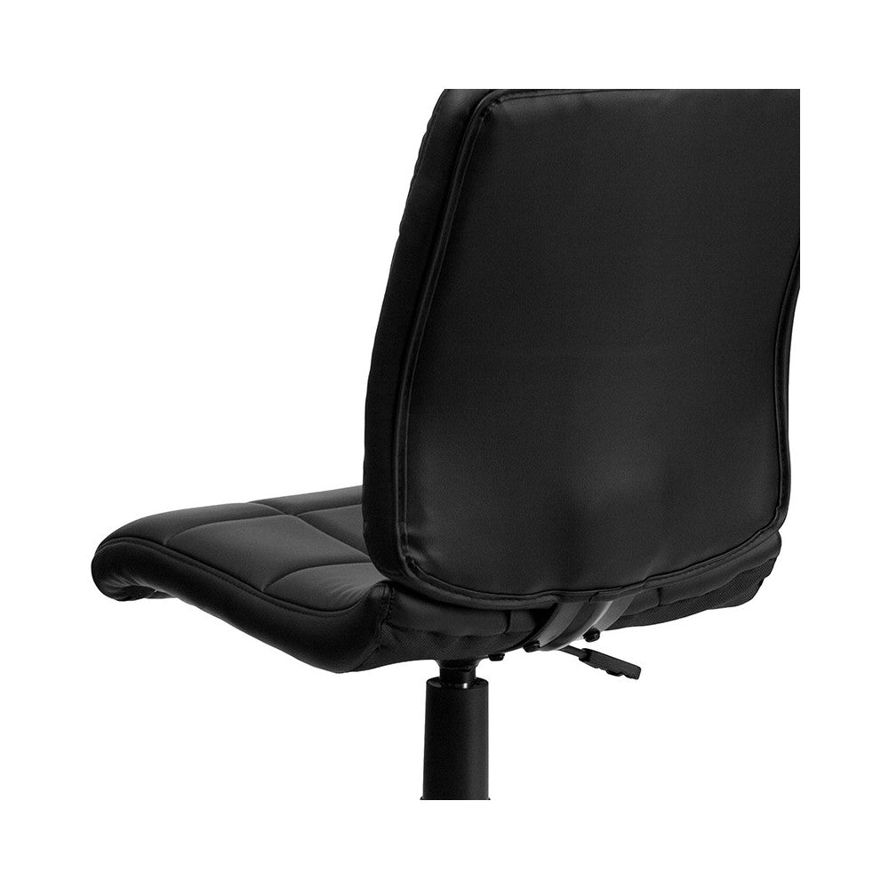Mid-Back Black Quilted Vinyl Swivel Task Office Chair