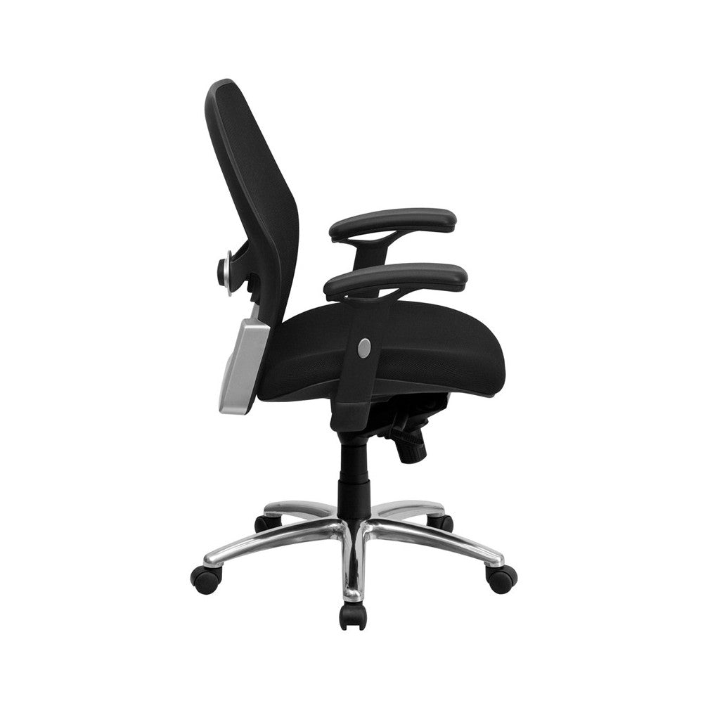 Mid-Back Black Super Mesh Executive Swivel Office Chair with Knee Tilt Control and Adjustable Lumbar & Arms