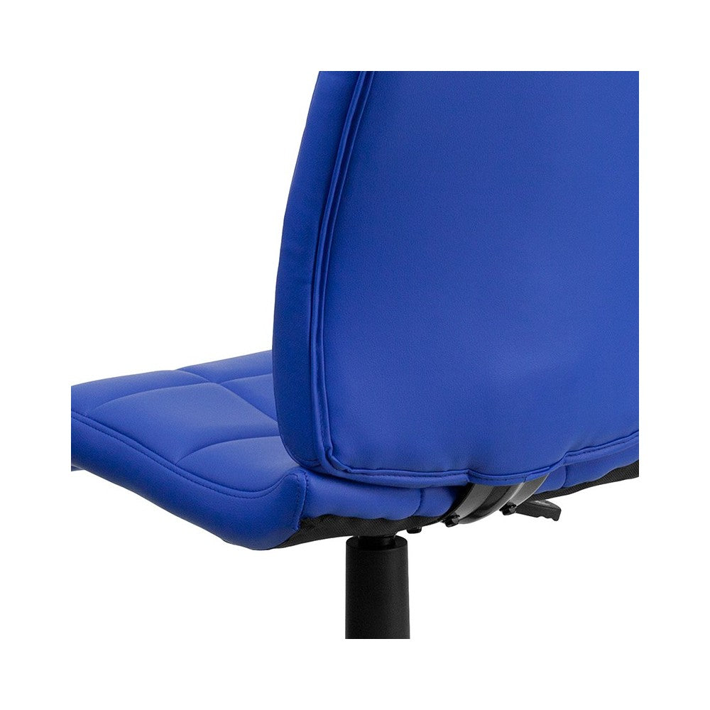 Mid-Back Blue Quilted Vinyl Swivel Task Office Chair