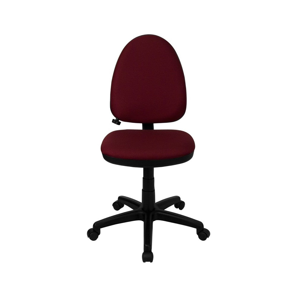 Mid-Back Burgundy Fabric Multifunction Swivel Ergonomic Task Office Chair with Adjustable Lumbar Support