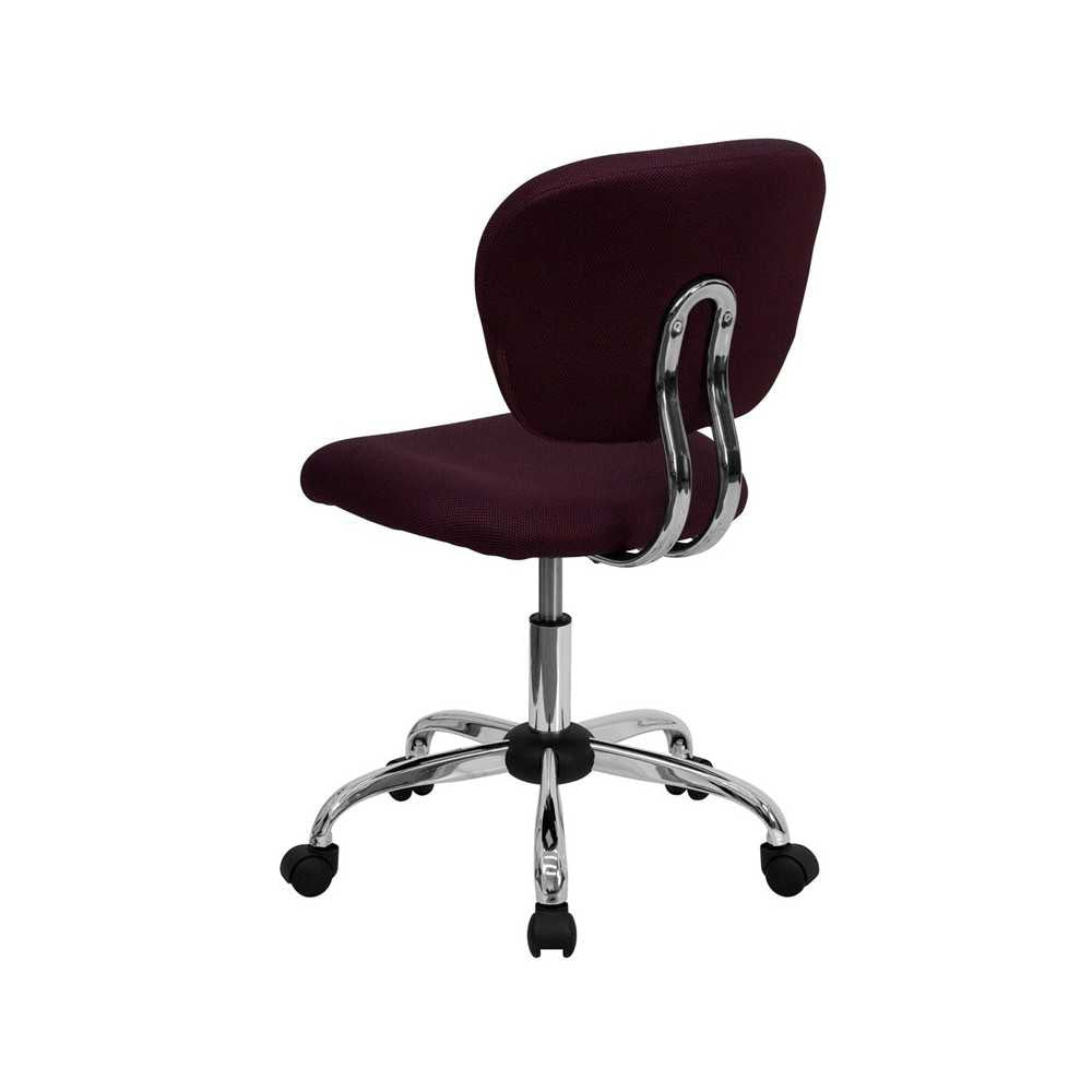 Mid-Back Burgundy Mesh Padded Swivel Task Office Chair with Chrome Base