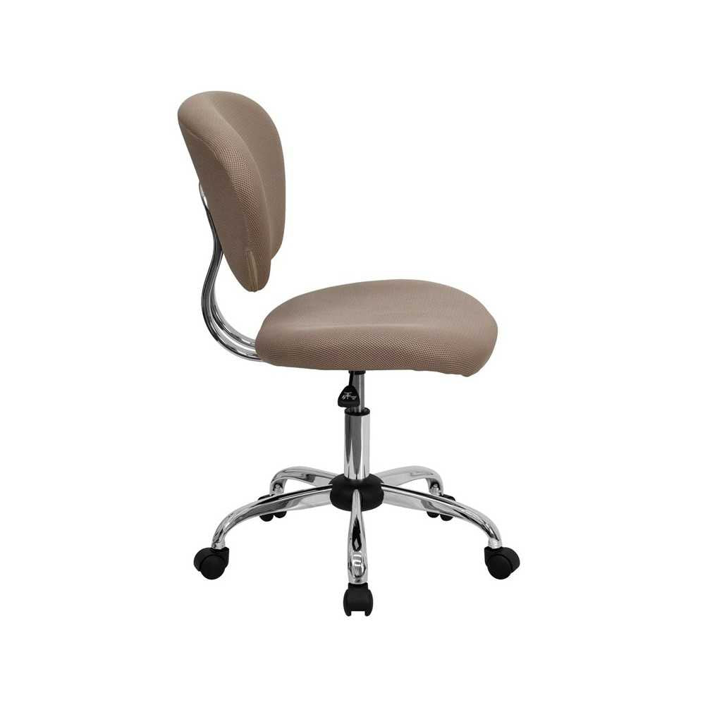 Mid-Back Coffee Brown Mesh Padded Swivel Task Office Chair with Chrome Base