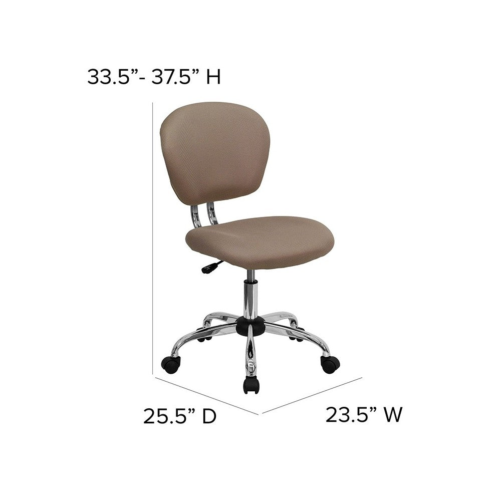 Mid-Back Coffee Brown Mesh Padded Swivel Task Office Chair with Chrome Base