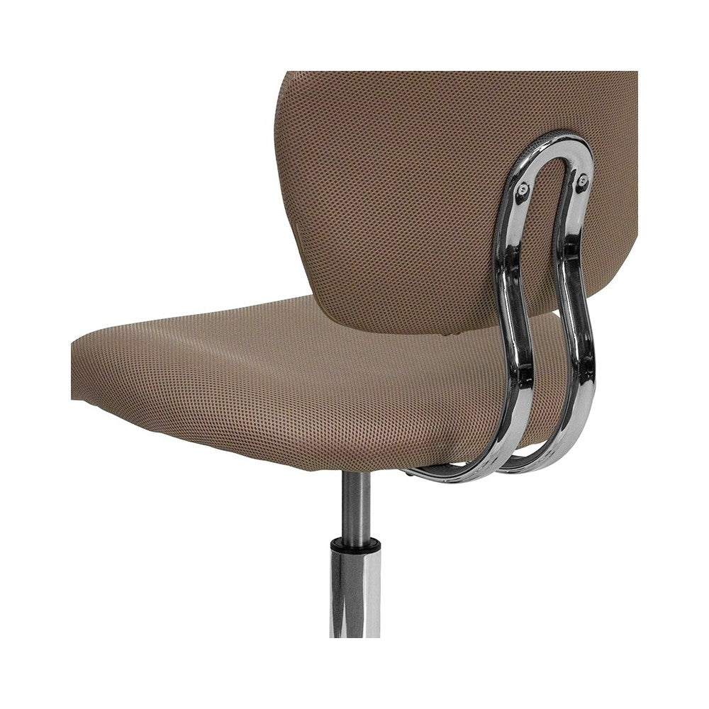 Mid-Back Coffee Brown Mesh Padded Swivel Task Office Chair with Chrome Base