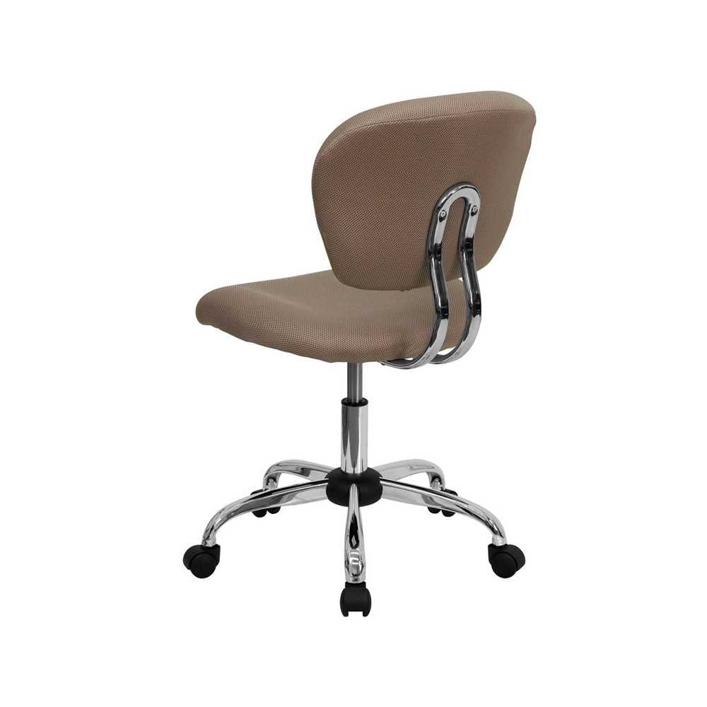 Mid-Back Coffee Brown Mesh Padded Swivel Task Office Chair with Chrome Base