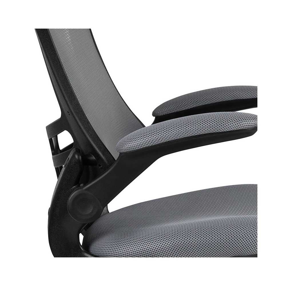 Mid-Back Dark Gray Mesh Ergonomic Drafting Chair with Adjustable Foot Ring and Flip-Up Arms