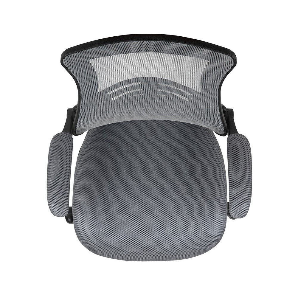 Mid-Back Dark Gray Mesh Ergonomic Drafting Chair with Adjustable Foot Ring and Flip-Up Arms