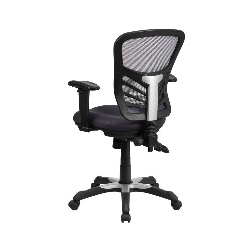 Mid-Back Dark Gray Mesh Multifunction Executive Swivel Ergonomic Office Chair with Adjustable Arms