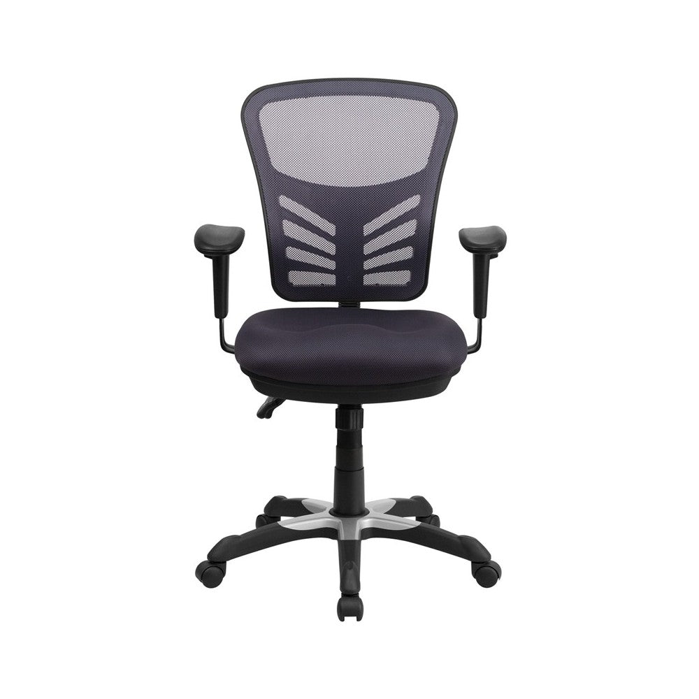 Mid-Back Dark Gray Mesh Multifunction Executive Swivel Ergonomic Office Chair with Adjustable Arms