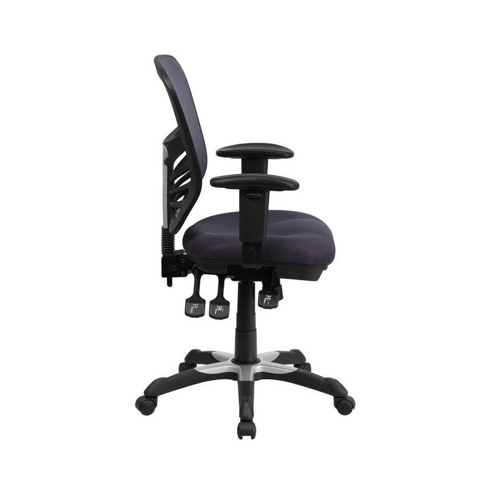 Mid-Back Dark Gray Mesh Multifunction Executive Swivel Ergonomic Office Chair with Adjustable Arms