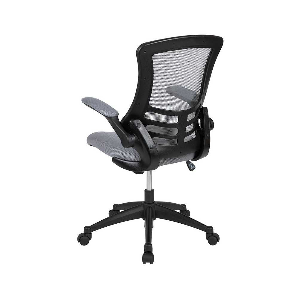 Mid-Back Dark Gray Mesh Swivel Ergonomic Task Office Chair with Flip-Up Arms