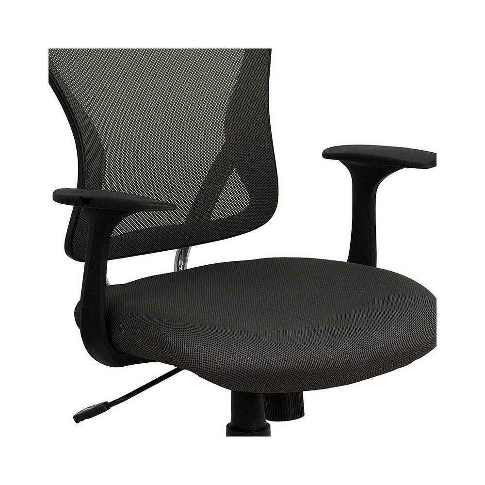 Mid-Back Dark Gray Mesh Swivel Task Office Chair with Chrome Base and Arms
