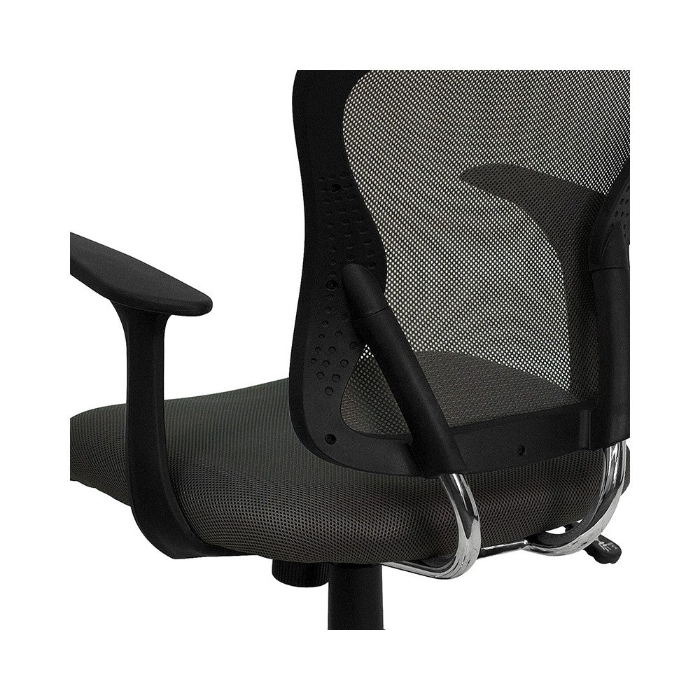 Mid-Back Dark Gray Mesh Swivel Task Office Chair with Chrome Base and Arms