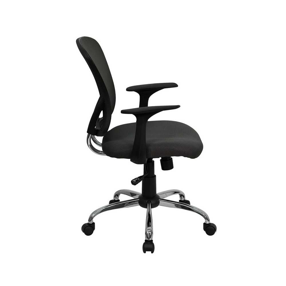 Mid-Back Dark Gray Mesh Swivel Task Office Chair with Chrome Base and Arms