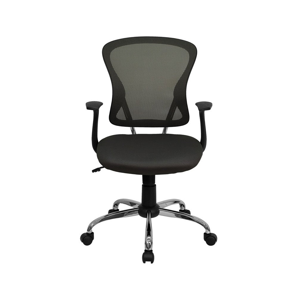 Mid-Back Dark Gray Mesh Swivel Task Office Chair with Chrome Base and Arms