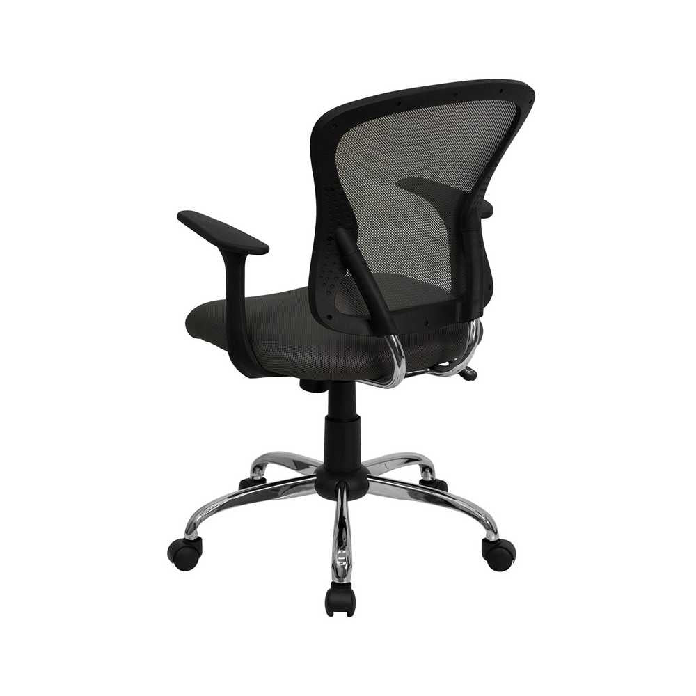 Mid-Back Dark Gray Mesh Swivel Task Office Chair with Chrome Base and Arms